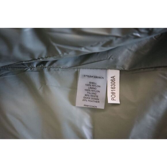 Anorak 50828CN Women's Sz XL Green Down Filled Crop Sleeve Puffer Jacket - Picture 6 of 13